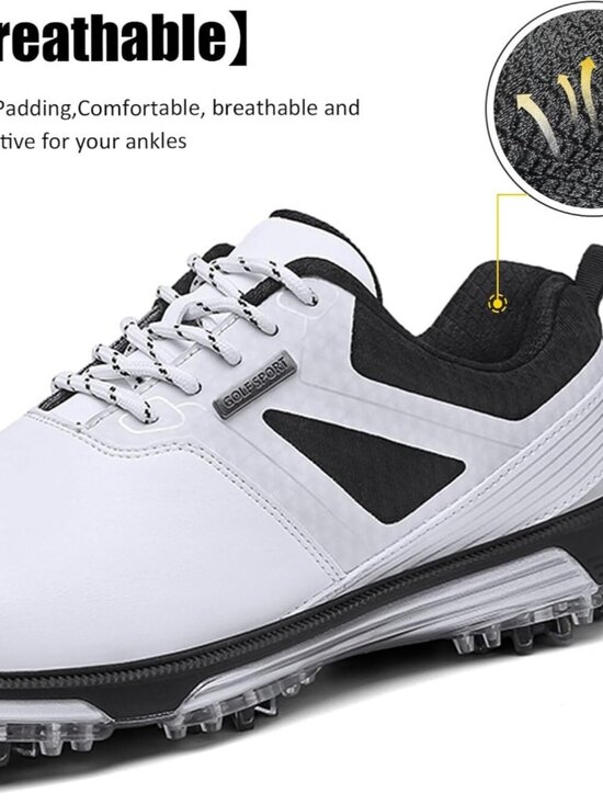 Men\'s White Golf Shoes Fixed Nail less Sole Waterproof Lightweight No-Slip main image 4